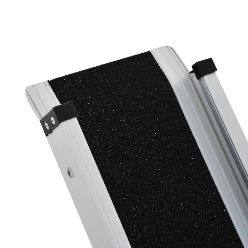 HOMCOM Rampas Telescópicas Largas para Sillas de Ruedas Aluminio Antideslizante Portátil Rampas Universal para Motos Bicicletas Rampa de Carril 74-122cm