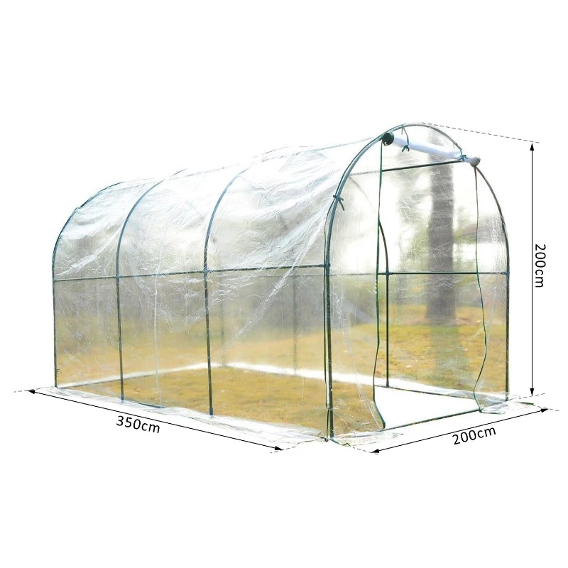 Outsunny Plastico Invernadero Caseta 350x200x200cm Acero Cultivo Plantas