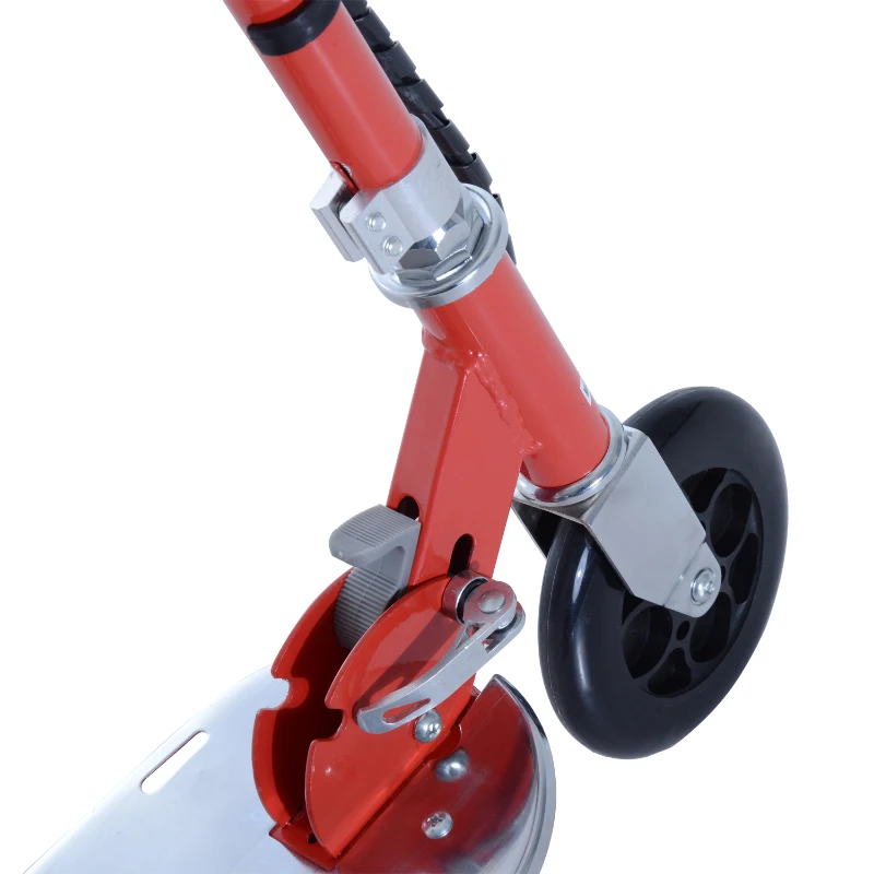 HomCom Patinete Eléctrico Scooter Plegable con Manillar y Asiento Ajustable - Color Rojo - 81.5x37x96cm