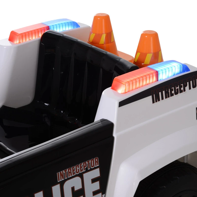 HOMCOM Coche de Policía Eléctrico para Niño con Mando a Distancia Vehículo de Policía con Música y Luces Doble Apertura de Puerta Batería 6V Carga 30kg 106.5x66x52.6cm 3 Años+