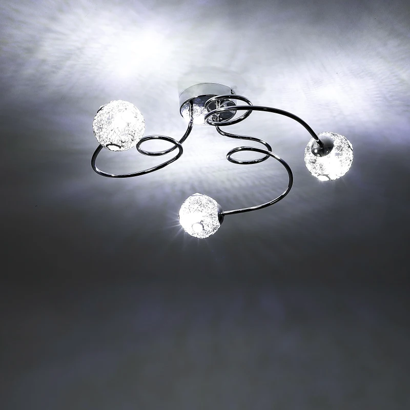 HOMCOM Lámpara de Techo con Bolas Cristal Focos Giratorios Luces LED Moderno 3 Bombillas G9 25W Lámpara de Salón Dormitorio Ф38x17cm