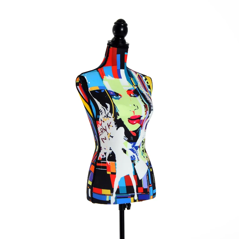 HOMCOM Maniquí Femenino de Costura Busto de Señora para Modistas Exhibición con Altura Ajustable a 130-168 cm Base de Trípode Negro