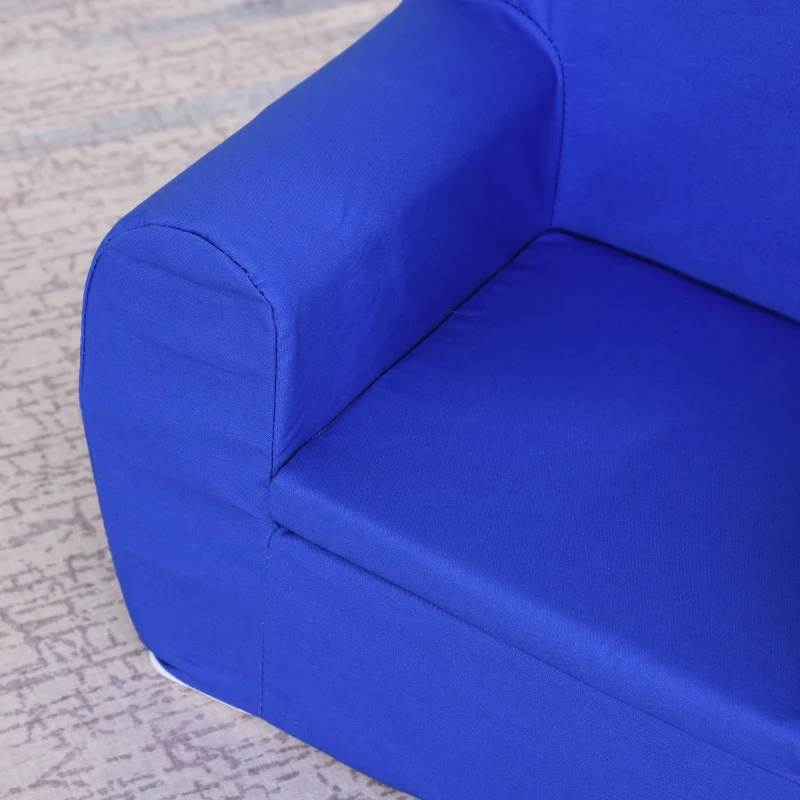 HOMCOM Sillón para Niños Mayores de 12 Meses Sofá Infantil de Bebé con Reposabrazos Cubierta de Algodón Hecho con Esponja 53x35x44,5 cm Azul