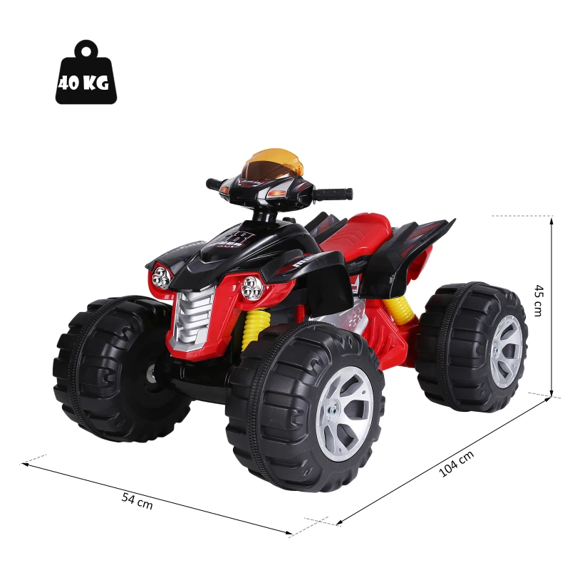 HOMCOM Quad Eléctrico Infantil Coche Eléctrico Cuatrimoto Niño Batería 12V Con Altavoces y Música Carga 40kg