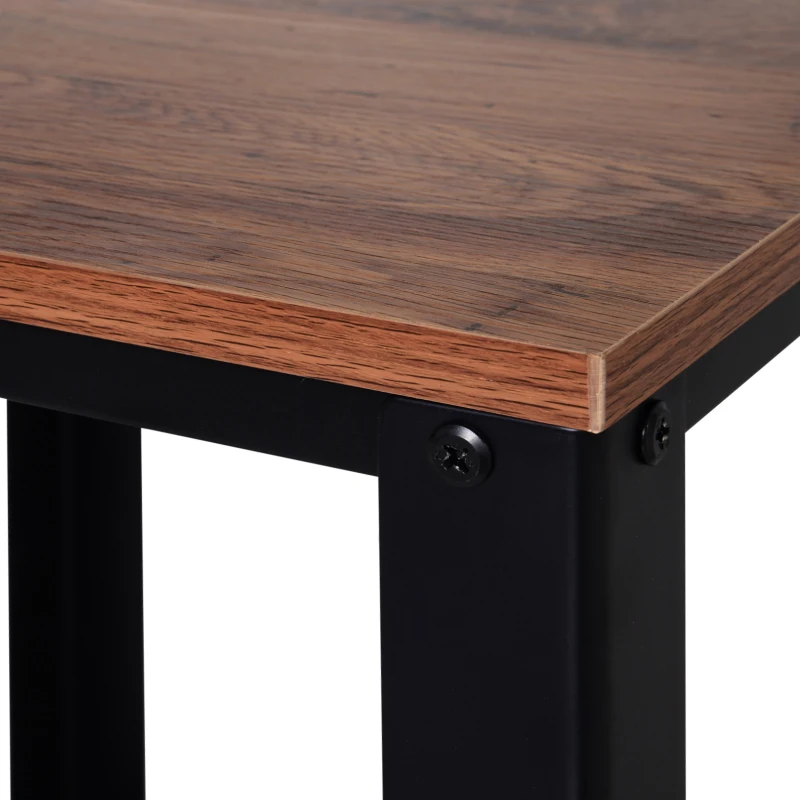 HOMCOM Mesa Auxiliar con Estante Inferior Estilo Industrial Rústico Mesa de Café Elegante Mesa de Sala y Dormitorio Carga 30 kg 45x45x55cm Marrón y Negro