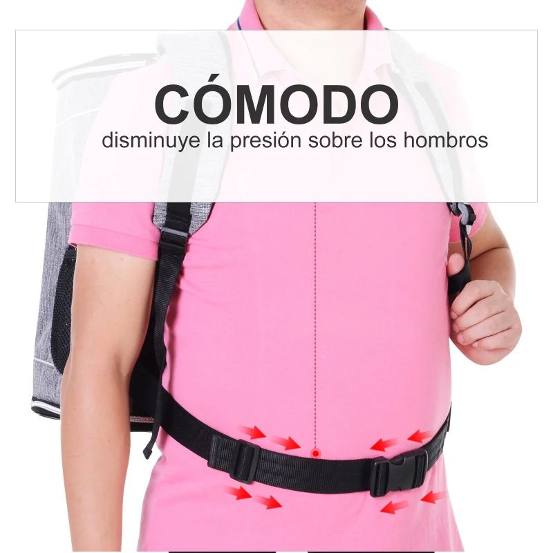 PawHut Transportin Carrito Perro 2 en 1 Mochila Carrito Plegable 35x30x45cm Mascotas Perro Gato