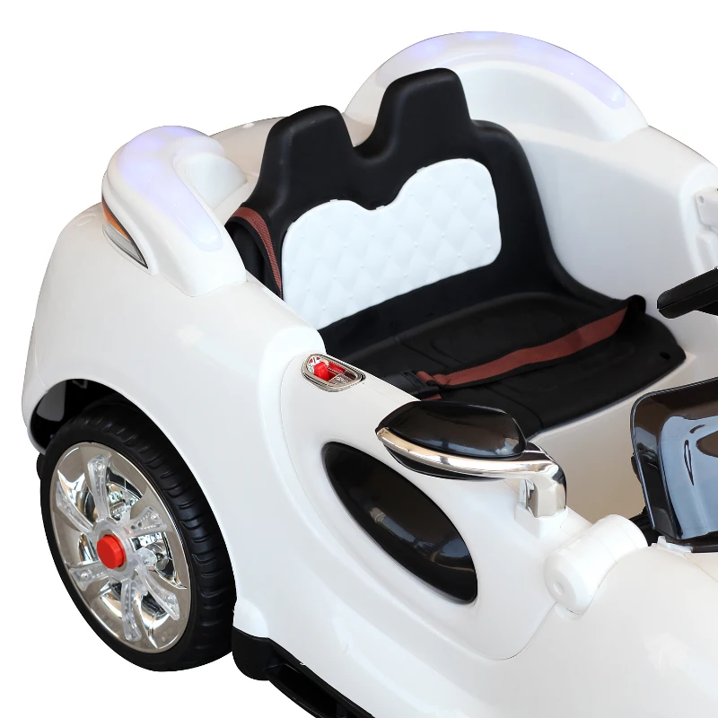 HOMCOM Coche Eléctrico para Niño 2+ Años con Mando a Distancia Vehículos Eléctricos Con Música y Luces Doble Apertura de Puerta Batería 12V Carga 25kg 128×80×53cm Blanco