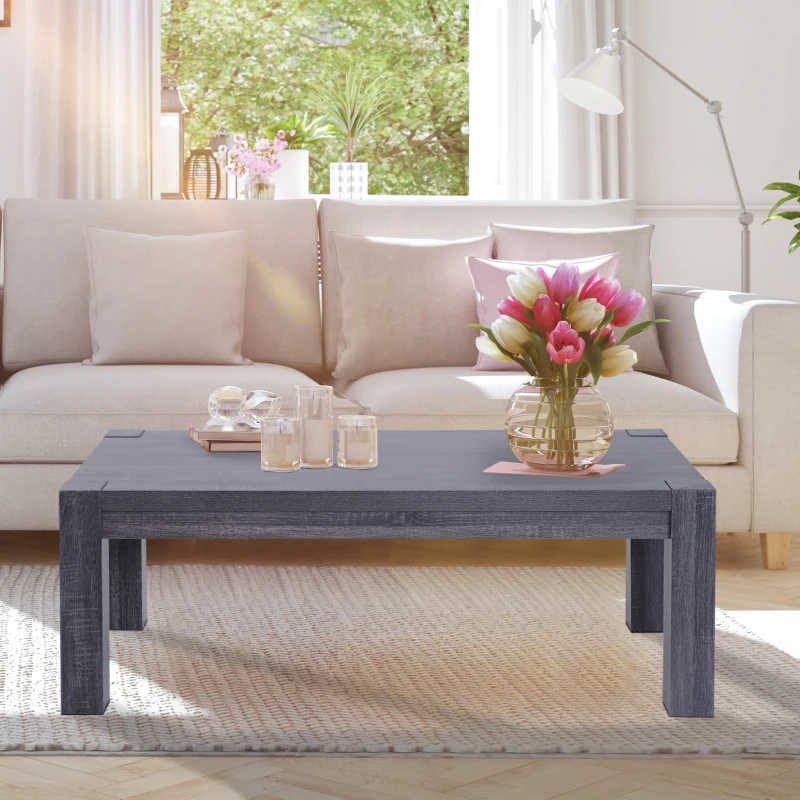 HOMCOM Mesa de Centro Mesita Café Mueble Salón Comedor Mesa Auxiliar Madera Mesa para Sofá Sala de Estar 120x59x45cm