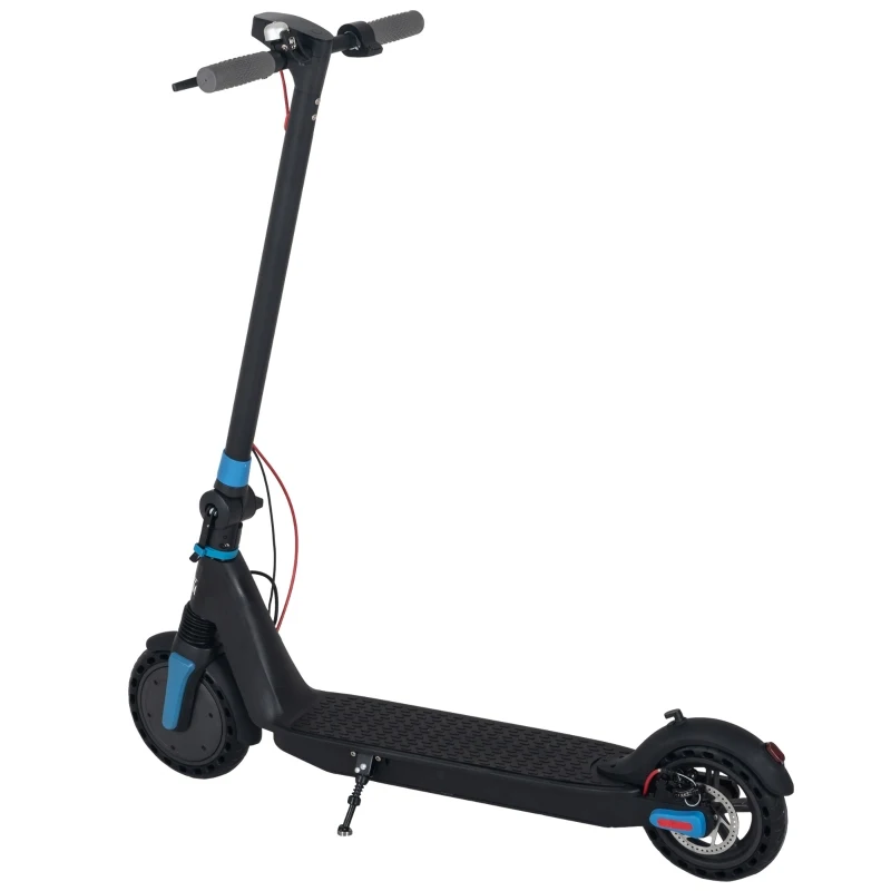 HOMCOM Patinete Eléctrico para Adultos y Adolescentes Scooter Eléctrico Plegable con Ruedas de Caucho Macizo Faro Luz de Freno Carga 120 kg 104x44x116 cm Negro