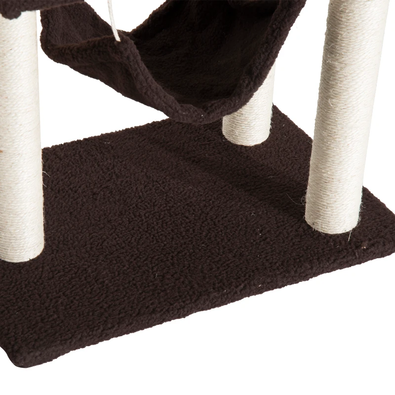 PawHut Árbol para gatos Rascador Grande Centro de Juego Árbol Rascador Alto con Plataformas Caseta Hamaca 140cm Cubierto de Felpa