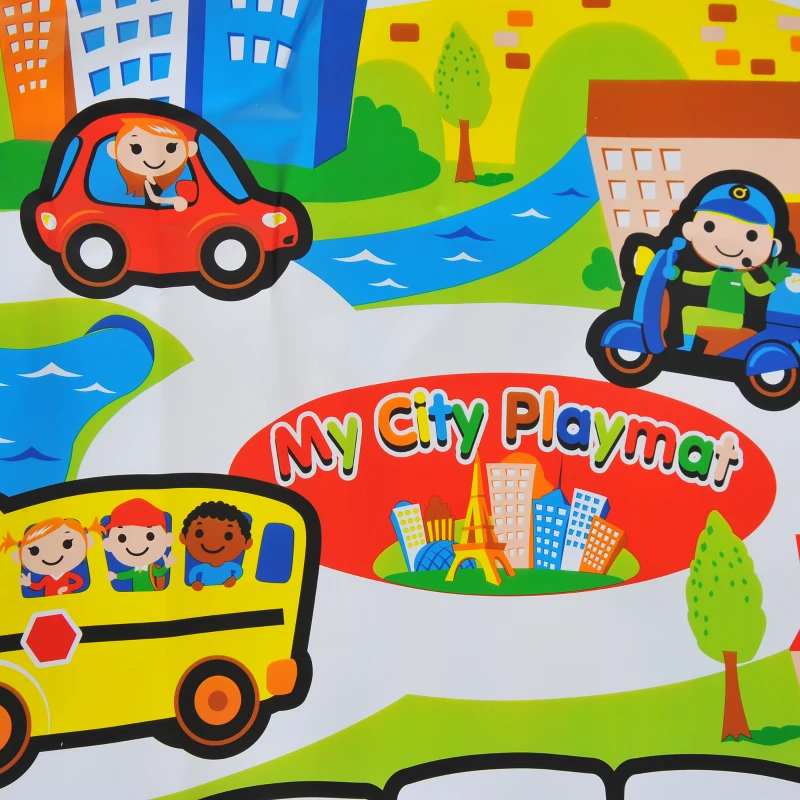 HOMCOM Alfombra Musical de Juego Infantil Musical Juguete para Patear Patrón Ciudad Manta de Actividades Baile para Niños +3 Años 95x71cm