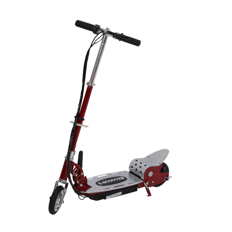 Patinete Eléctrico Plegable E-Scooter Batería 120W Manillar Ajustable Freno Pie de apoyo para Adolescentes(Rojo)