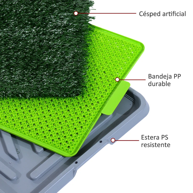 PawHut Inodoro de Bandeja para Perros Césped Artificial 3 Capas Lavable Hacer Pis Pipi Orinar Mascota
