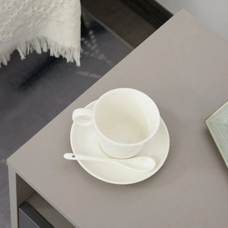 HOMCOM Mesita de Noche Mesita Auxiliar con 1 Cajón Estante Abierto y Patas de Metal Elegante Minimalista para Dormitorio Salón 40x40x45 cm Gris