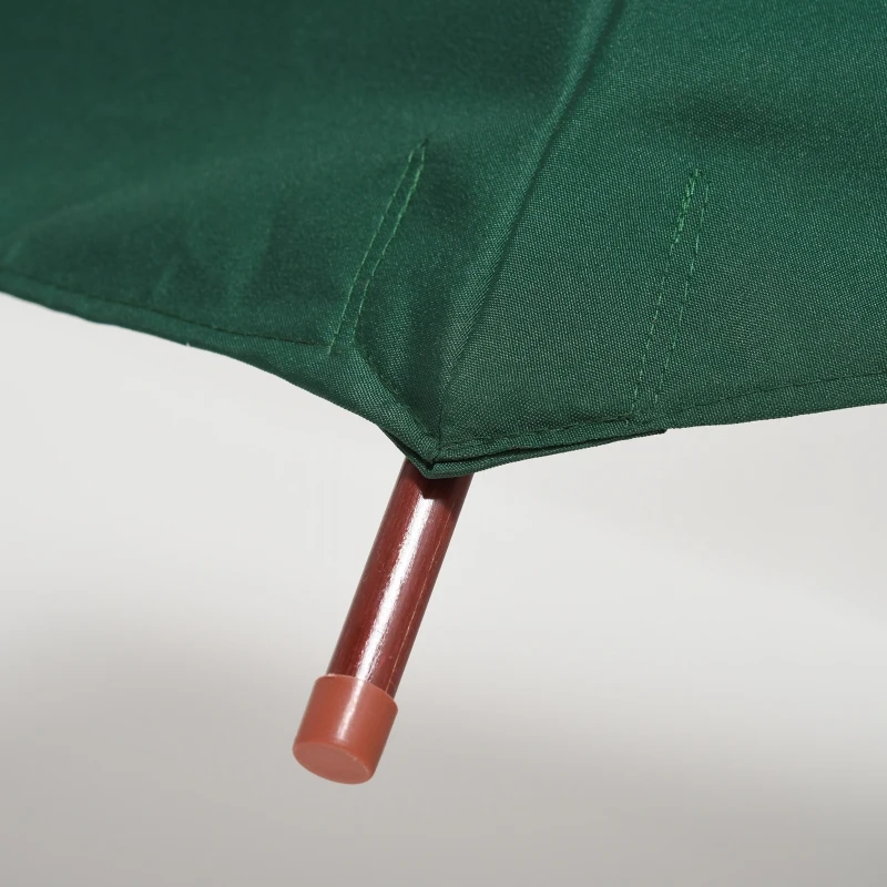 Outsunny Sombrilla Parasol con Poste Desmontable de Madera Ángulo Ajustable Ventilación Sistema de Polea para Exterior Jardín Patio Piscina Terraza Ø257x253 cm Verde Oscuro