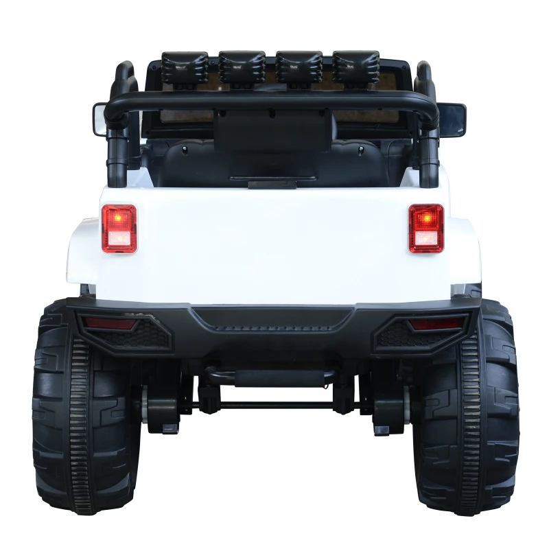 HOMCOM Coche Eléctrico Todoterreno con Mando a Distancia MP3 Luces y Sonidos Apertura de Puerta Batería 12V Control Remoto Carga 30kg para Niños +3 Años 128x78x76cm
