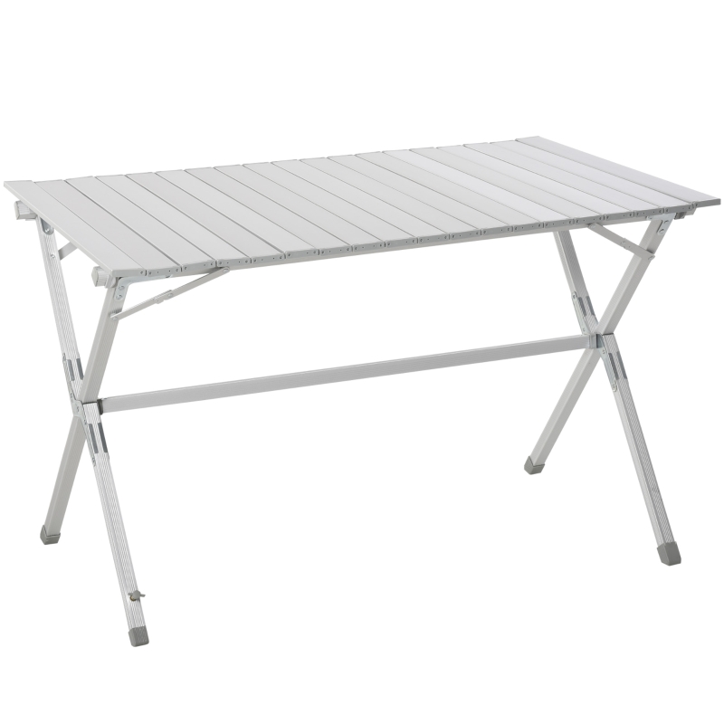 Outsunny Mesa Plegable Camping de Picnic 111,5x70x69cm Mesa Aluminio + Bolsa Transporte