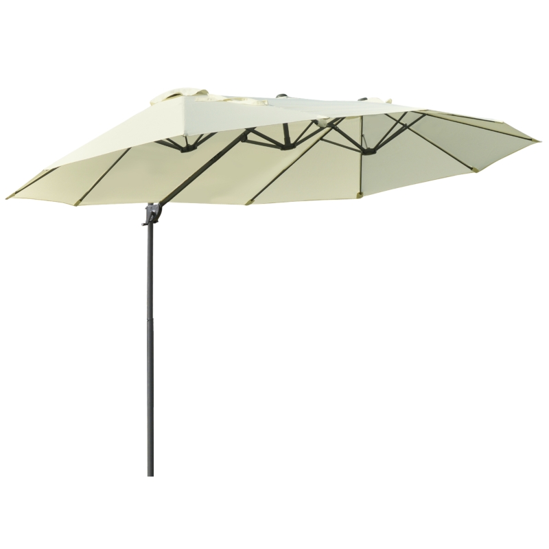 Outsunny Sombrilla Doble Parasol Grande Inclinable para Jardín Terraza con Manivela Abrir y Cerrar Fácilmente 12 Varillas de Acero 270x440x250cm