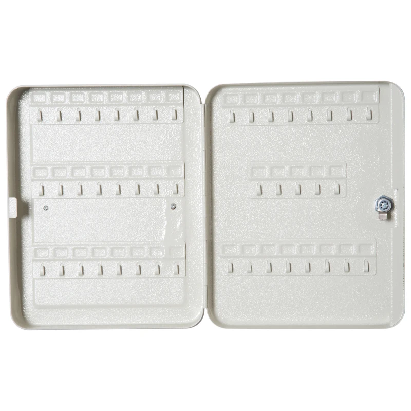 HOMCOM Armario para Llaves 45 Ganchos Caja de Llaves de Pared Caja de Seguridad con Cerradura Etiquetas 30x24x7.5cm Acero