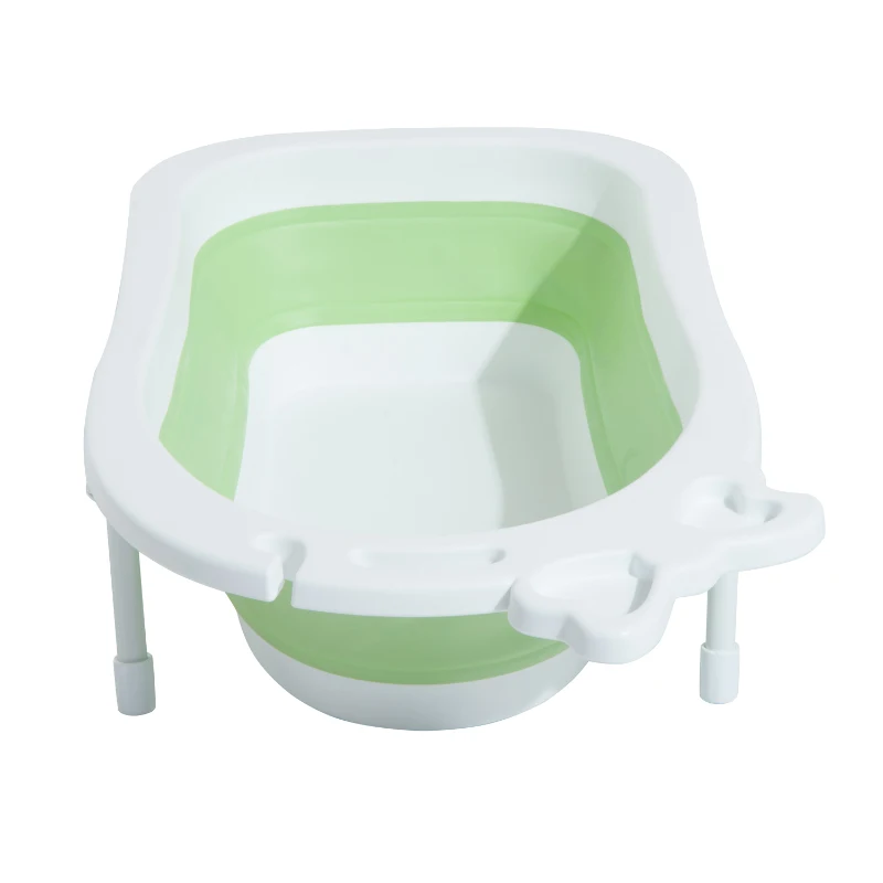 HOMCOM Bañera para Bebé y Niño para Baño Infantil Plegable Portátil y Segura Certificado EN71-1-2-3 Material PP+TPE Color Blanco y Verde 89x53.5x22cm