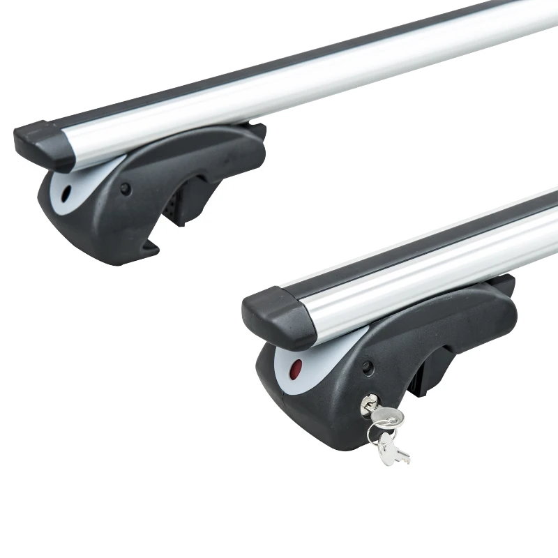 HOMCOM Baca barras de techo aluminio Portaequipajes Adaptable hasta 120cm coche bici ski equipaje