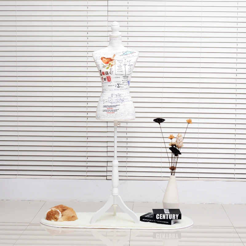 HOMCOM Maniquí Femenino de Costura Busto de Señora para Modistas Exhibición con Altura Ajustable a 130-168 cm Base de Trípode Blanco