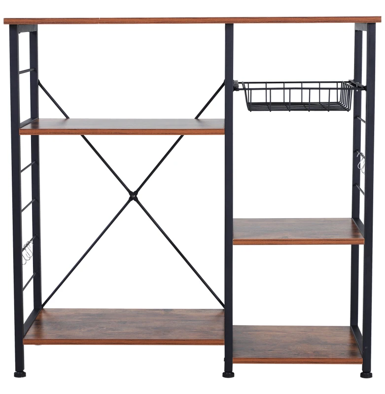 HOMCOM Estante de Cocina Soporte para Horno de Microondas con Cesta de Almacenamiento Estante de Estación de Trabajo 90x38x87,5cm