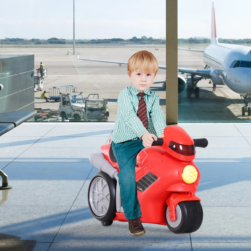 HOMCOM Maleta Correpasillos Niños con Forma de Moto Bolso de Taquilla de Viaje Infantil de Mano Bebé Ride-On con 4 en 1 para los Niños Mayores de 3 Años