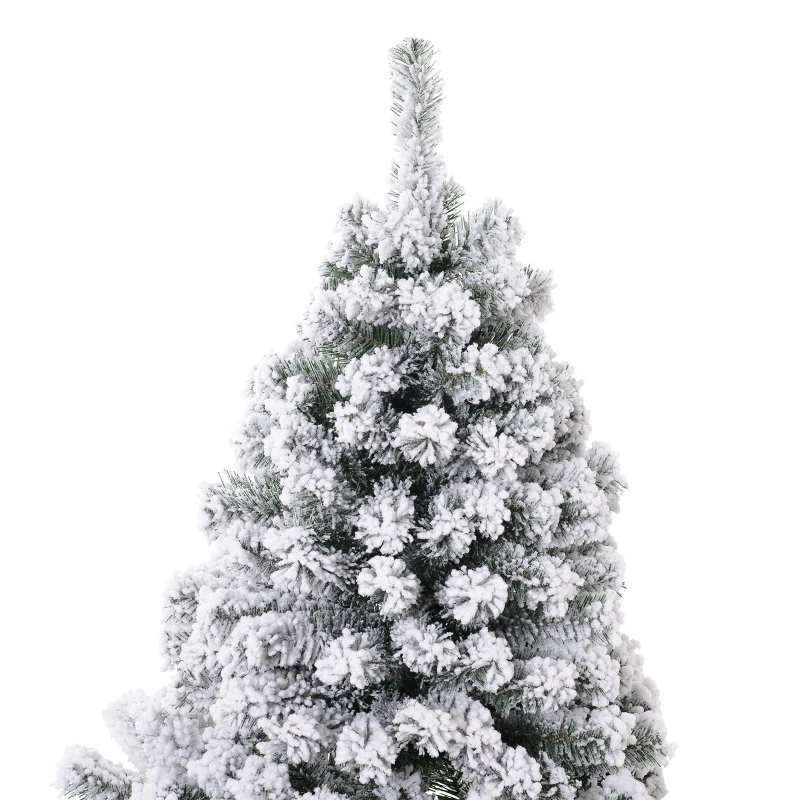 HOMCOM Árbol de Navidad 140cm Artificial Árbol de Pino Decoración Navideña con Soporte Metálico 400 Ramas Verde y Blanco PVC