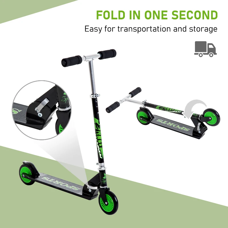 HOMCOM Adjustable Aluminium Kids Scooter-Green