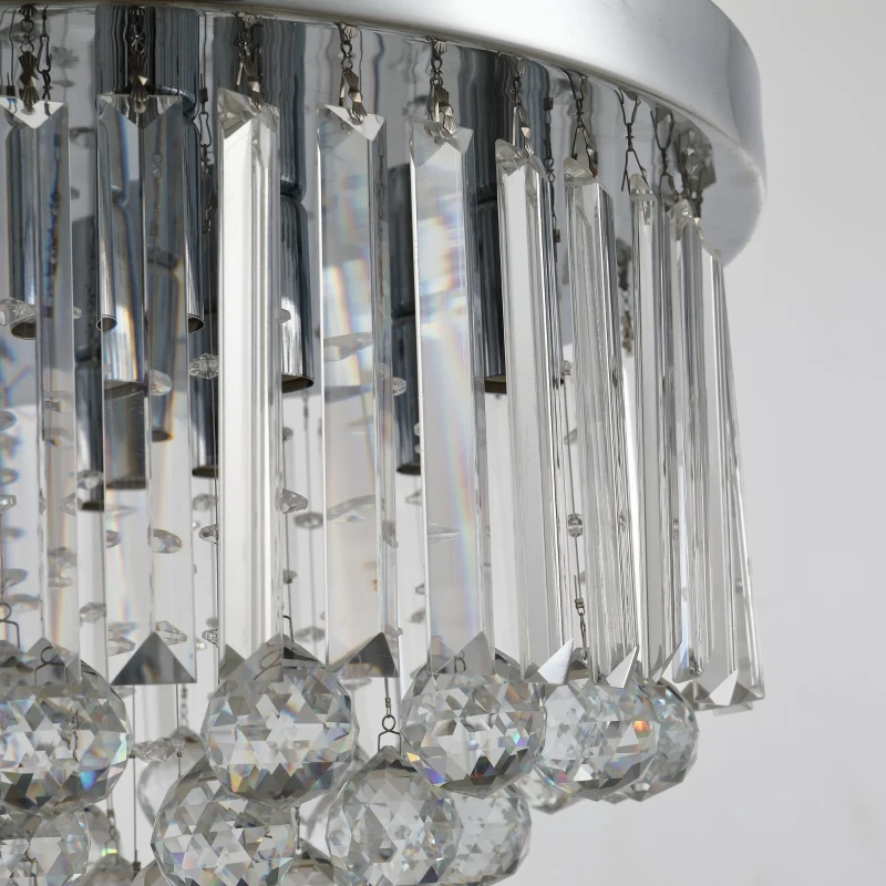 HOMCOM Lámpara de Techo de Cristal Moderna para Dormitorio Sala de Estar Lámpara de Cristal K9 para Bombillas E14 de Máx. 40W Diámetros 45x30 cm Plata