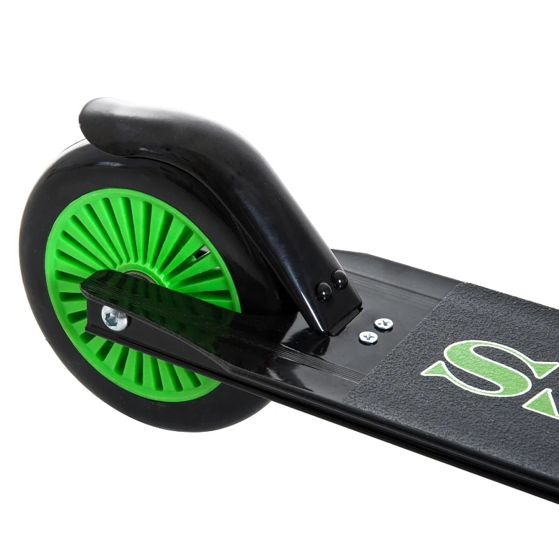 HOMCOM Patinete para Niños Scooter de Evolución Plegable Manillar Ajustable Marco Aluminio Ligero y Estable Carga 50kg 64x34x66-82 cm Verde