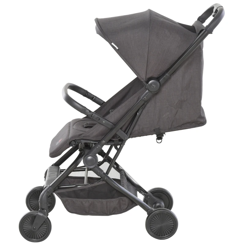 HOMCOM Silla de Paseo Plegable Ligero Cochecito para Bebé a partir 6 Meses Asiento Reclinable Cinturón de Seguridad Toldo Extraíble 44,5x93,5x105cm Gris