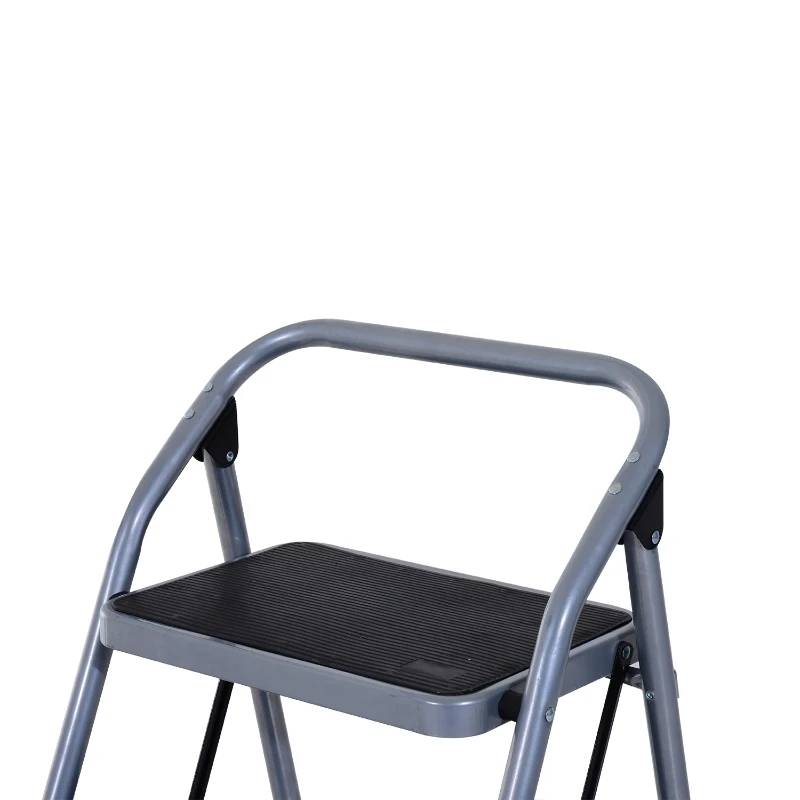 HOMCOM Escalera Plegable de Acero Taburete Escabel Base Antideslizante Tijera 2 Modelos (3 Peldaños)