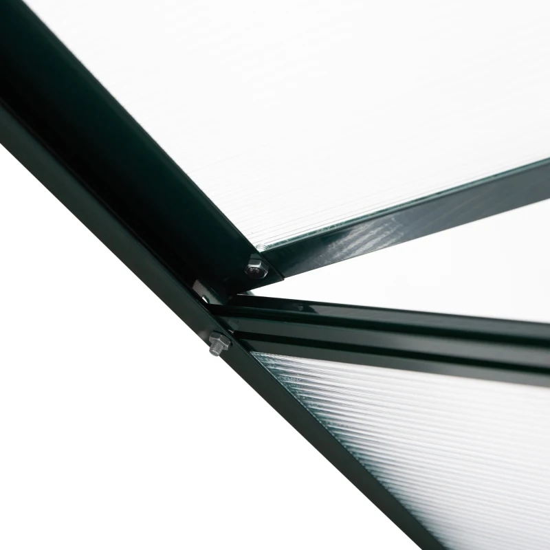 Outsunny Invernadero de Jardín de Aluminio y Policarbonato con Techo Ajustable Resistente a los Rayos UV para Huerto Jardinería 192x125x221 cm Transparente y Verde