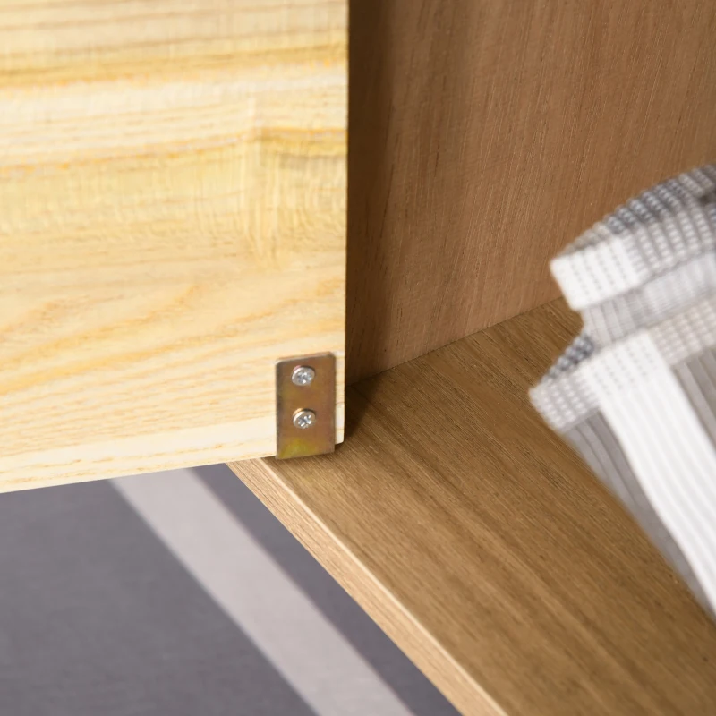 HOMCOM Mesa de Centro de Madera Mesita de Café Moderna con 2 Compartimentos para Sala de Estar 110x50x41,5 cm Natural