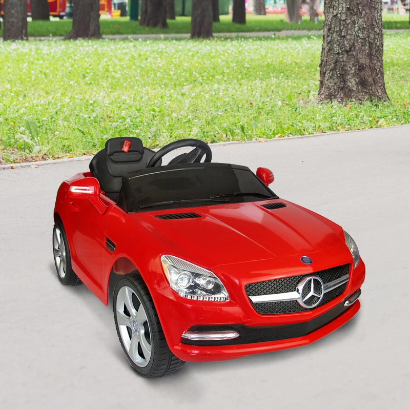 HOMCOM Coche Eléctrico Bateria 6V Automóviles Infantiles para Niños Mercedes Benz 81200 Color Rojo Mando Control Remoto y conexion MP3 Llaves encendido Luces de Faros y Claxon