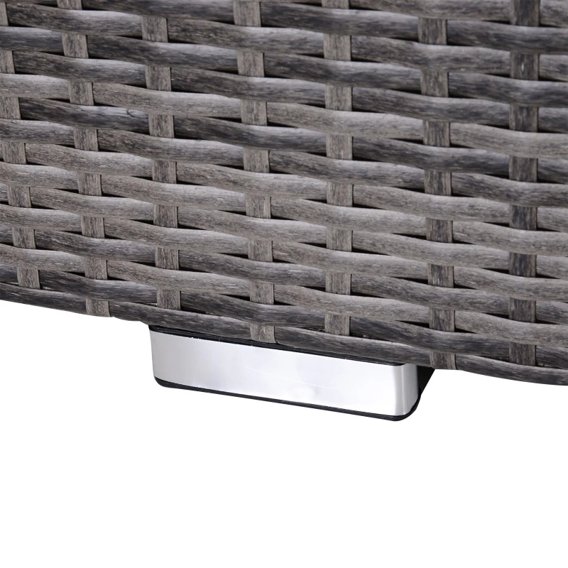 Outsunny Conjunto de Sofás de Ratán 3 Piezas con Chaiselongue y Mesa de Centro Almacenaje Respaldo Ajustable en Altura Alta Comodidad Color Gris