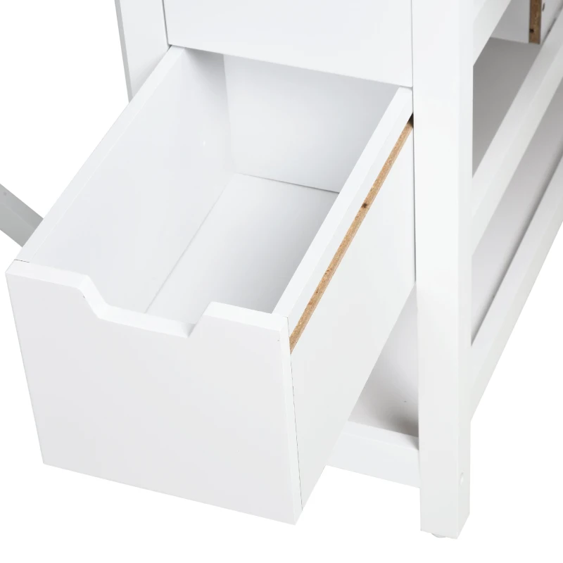 HOMCOM Mesa de Comedor Plegable Mesa Extensible con 2 Alas Laterales 2 Cajones y 1 Estante Almacenaje para Cocina Carga Total 50 kg 150x80x74 cm Blanco
