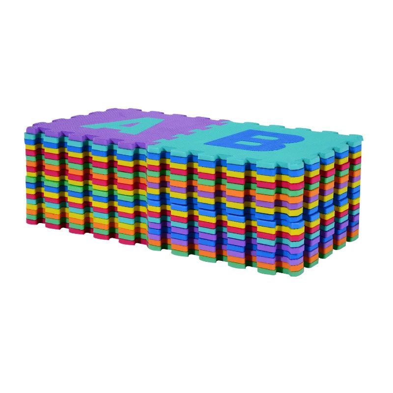 HOMCOM Alfombra Puzle Colchoneta Suave Juego para Niños 36pcs 3.34㎡ Números 0-9 y 26 Letras Alfabeto Goma Espuma EVA