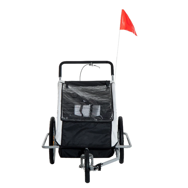 HOMCOM Child Bike Carrier, 2-Seater-Grey