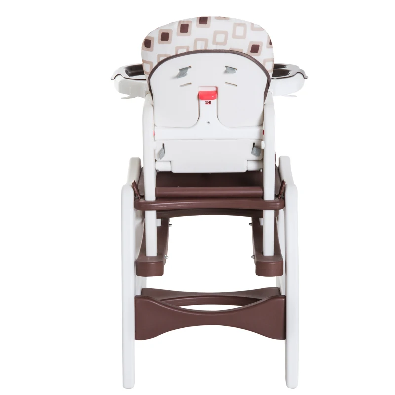 HOMCOM Trona para Bebé Multifuncional Convertible en Silla Mecedora y Silla+Mesa con Cinturón de Seguridad (Café)