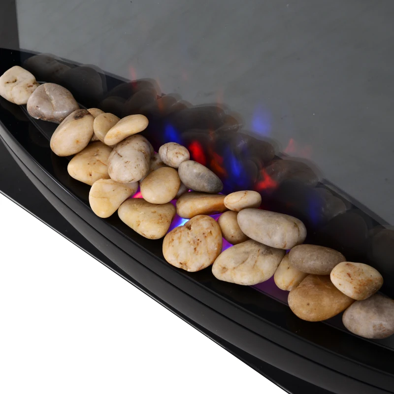 HOMCOM Chimenea Eléctrica de Pared Estufa Eléctrica Calentador de Fuego 900/1800W con Mando a Distancia Termostato Llama LED 7 Colores 66x52x15.5cm