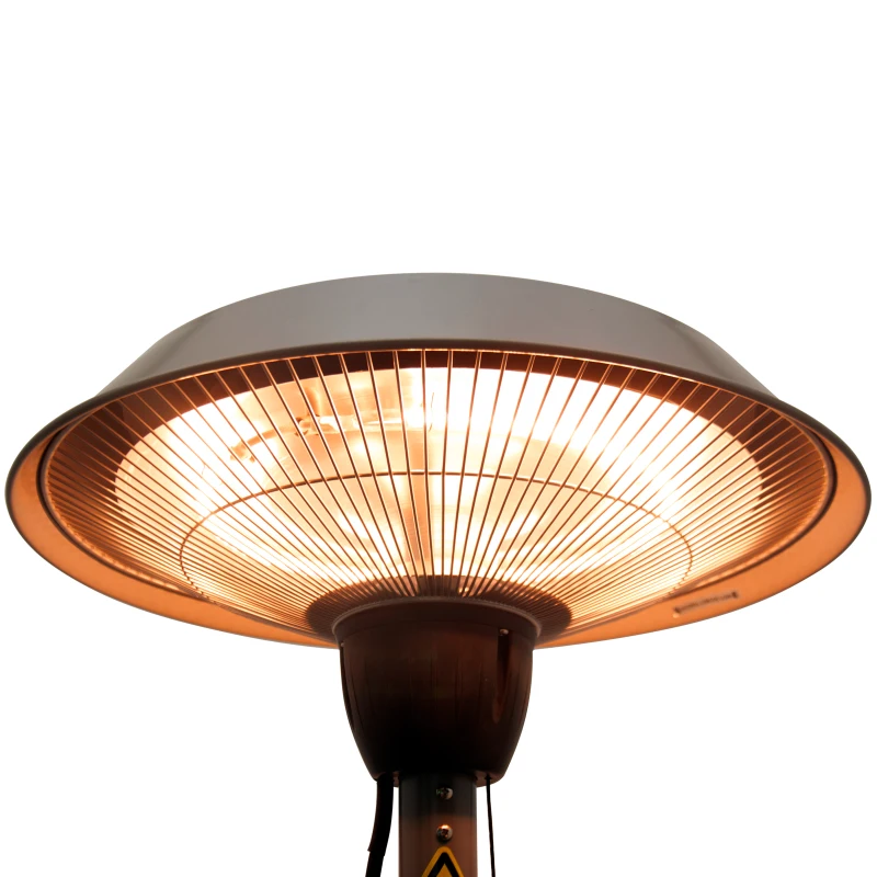 Outsunny Calentador Eléctrico de Halógeno de Aluminio Estufa de Pie de Exterior 1500w Jardín Independiente Patio Luz Exterior 44x44x200cm