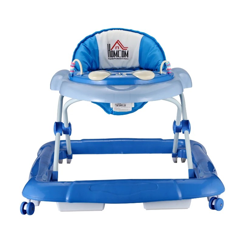 HOMCOM Andador para Bebés Plegable con Freno Andador Bebé Coche con Juguetes y Varilla de Empuje Ajuste de Altura y Caja de Musica 70x65x55cm