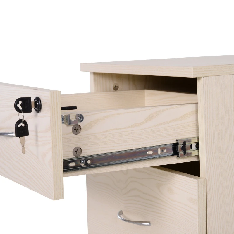 Cajonera Archivador con Ruedas Armario Archivador Móvil Cajonera Madera Seguro para Oficina con Llave para Organizar Documentos en Oficina o Hogar 40x44x54.6cm