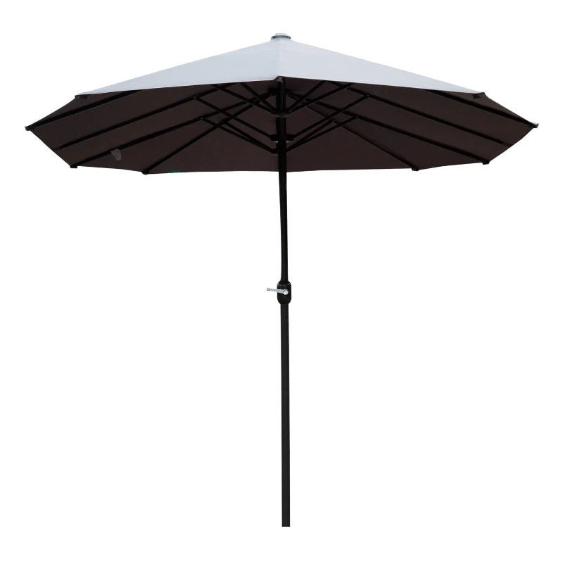 Outsunny® Sombrilla Grande 4.6m Parasol Doble Sombrilla Jardín con Manivela Manual Impermeable y Protección Solar UV para Terraza Playa Piscina Patio Acero