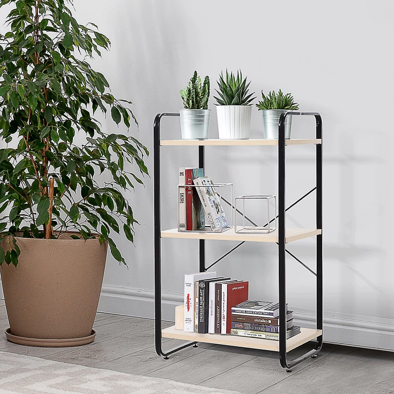 Estantería de Almacenaje de Pie con 3 Niveles Estantería Abierta Auxiliar Carga 5kg Cada Nivel 48x33x83cm