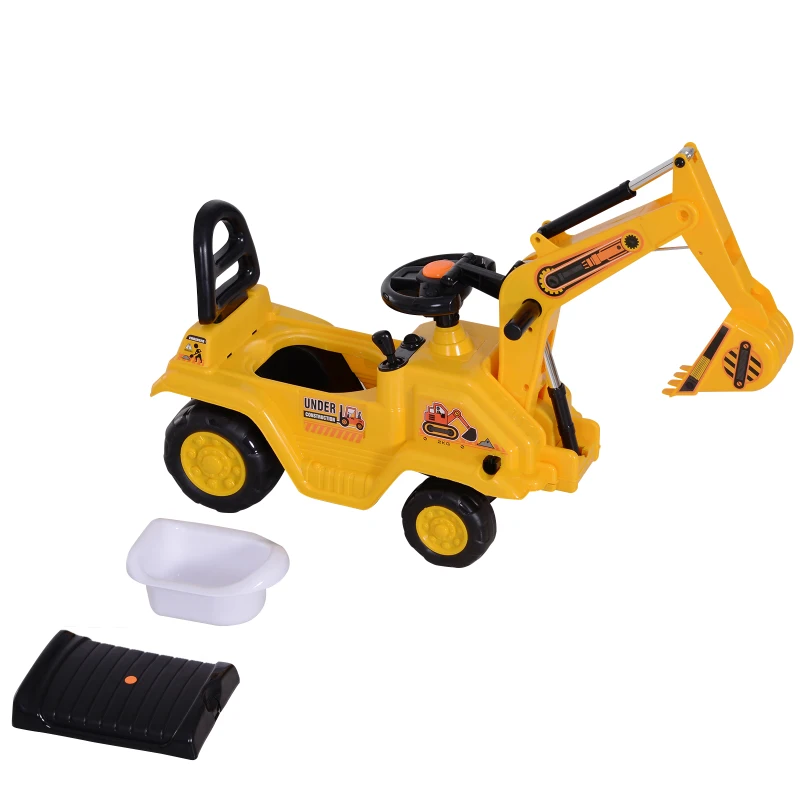 HOMCOM Correpasillos Excavadora para Niños Tractor Infantil que Funciona de verdad para mayores de 3 años