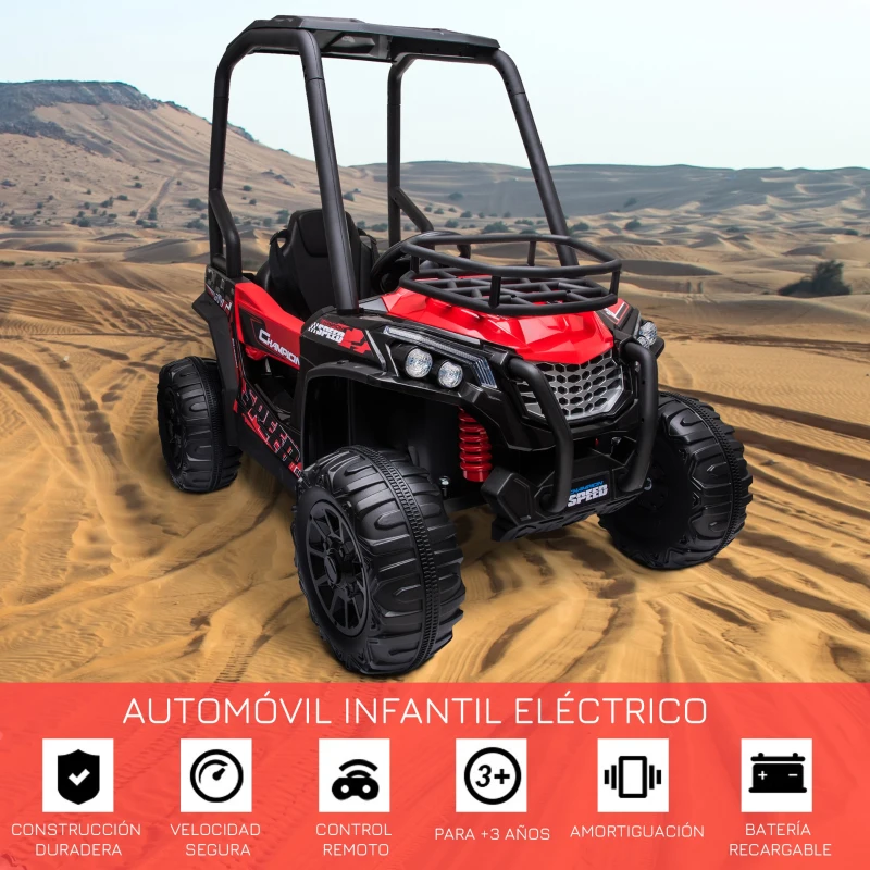 HOMCOM Quad Eléctrico para Niños de +3 Años Quad batería niño Cuatrimonio con Control Remoto Buggy con Faros y Música 118x76x104 cm Rojo